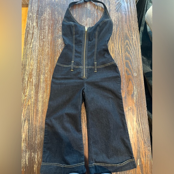 Amazing denim vintage Bisou Bisou capri jumpsuit - Picture 3 of 8